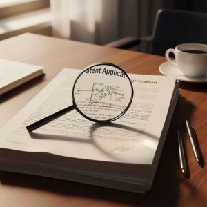 A magnifying glass over legal documents