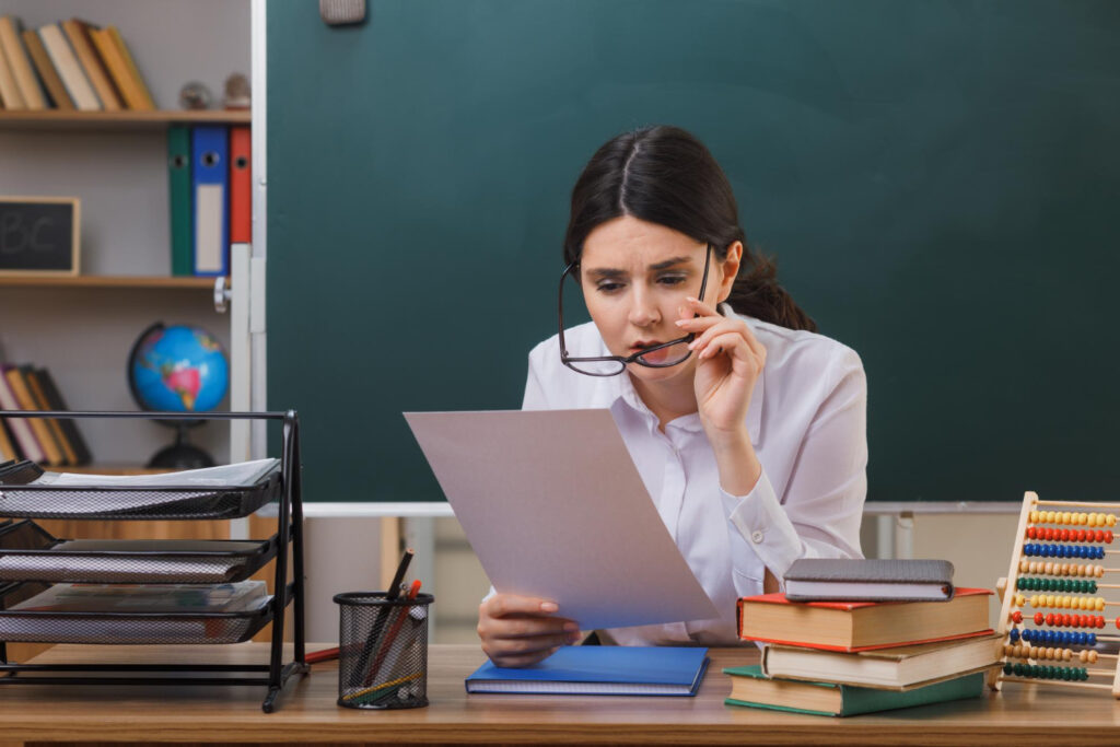 A woman reviewing legal documents at a desk, illustrating the step-by-step process for faster patent examination in India.