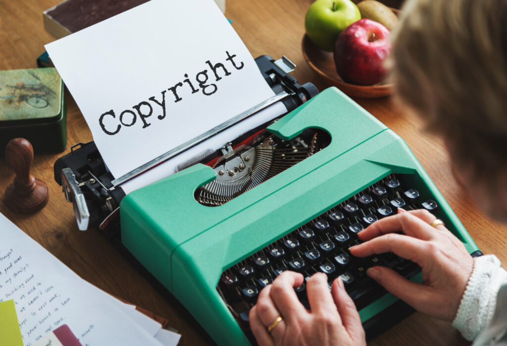 An informational graphic explaining why attribution does not prevent copyright infringement, alongside a bulleted checklist of copyright application errors to avoid.